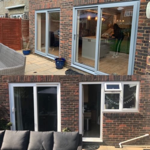 RAL 7001 before and after patio doors