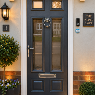 Anthracite grey composite door with knocker